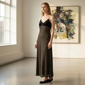 Vintage Rimini by Shaw Elegant Black and Gold Maxi Dress